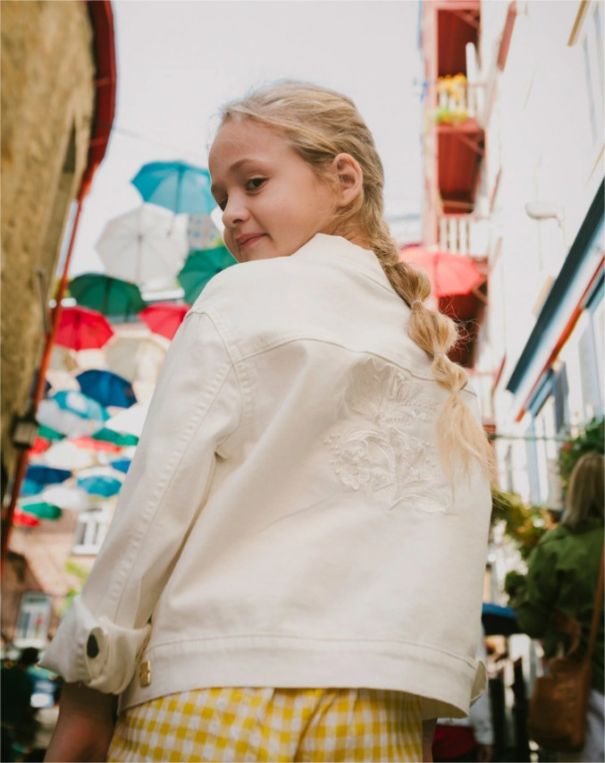 White Denim Jacket W/ Embroidery