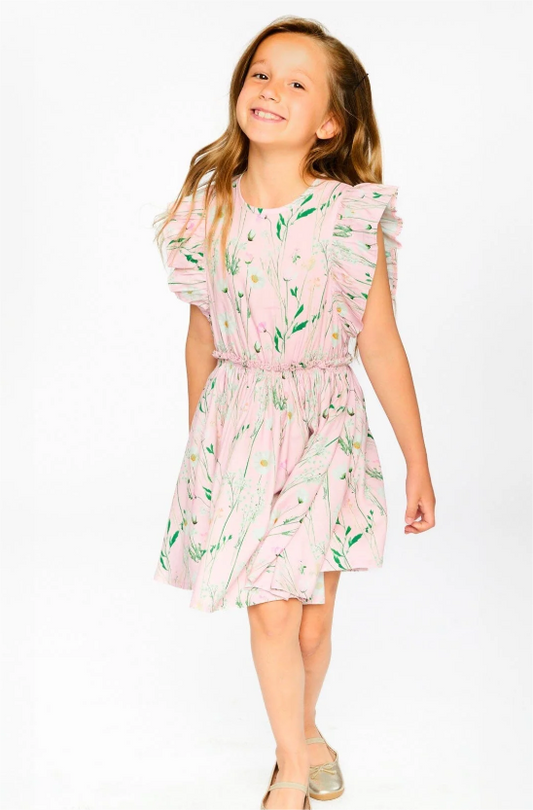 Pink Printed Flowers Dress