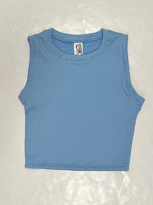 Blue Smocking Knit Tank