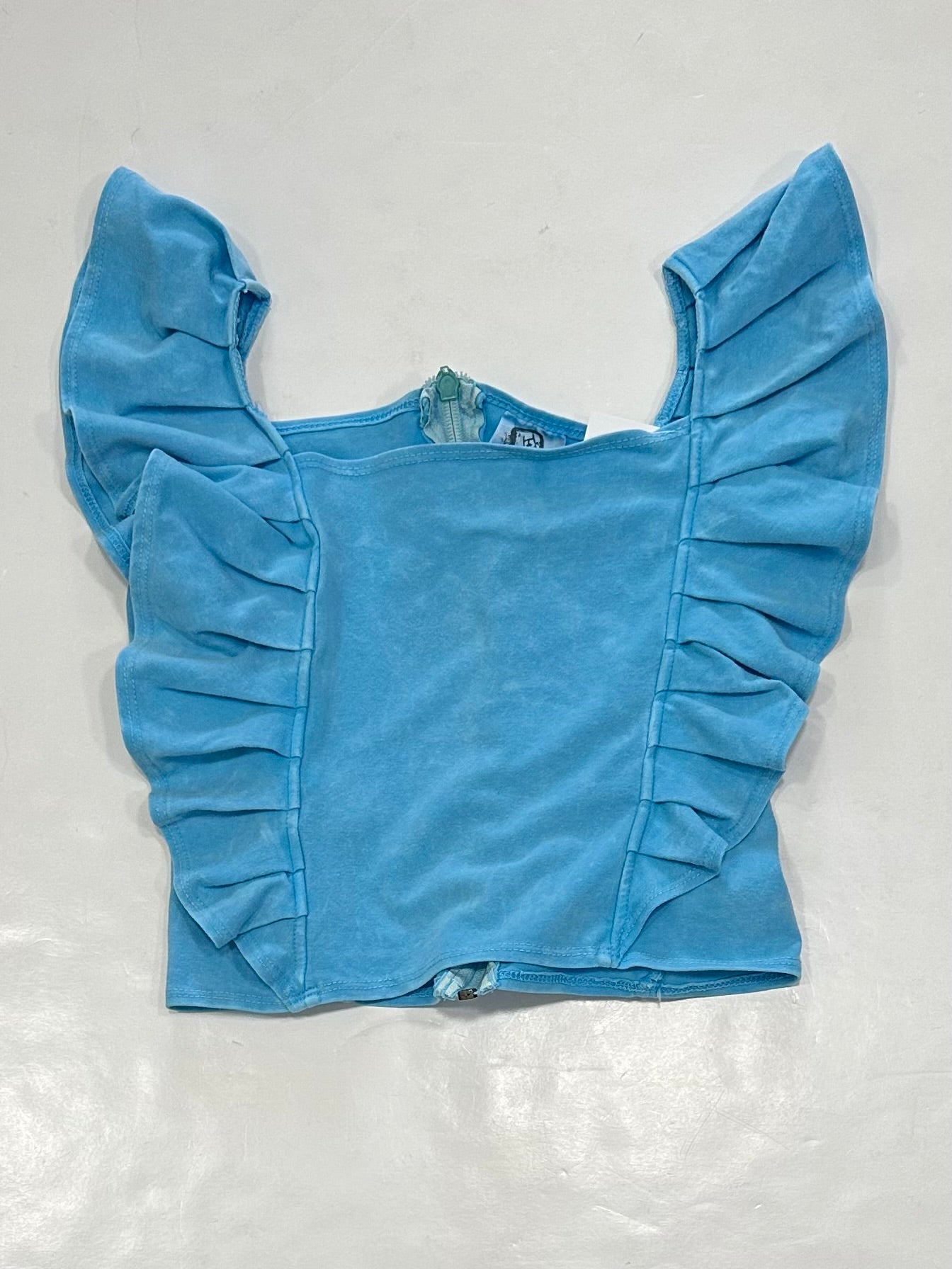 Aqua Vintage Washed Ruffle Tank