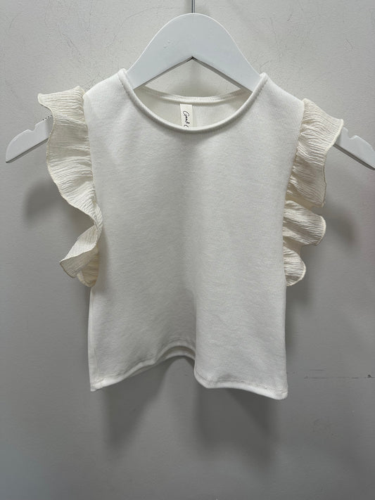 Cream Ribbed Knit Top