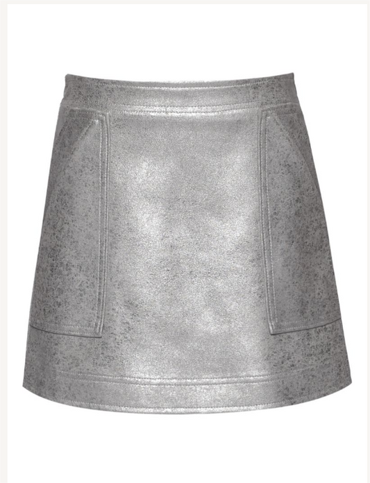 Sliver Shimmer Leather Skirt