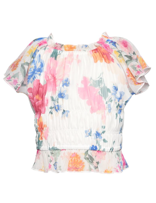 Flower Print Peasant Top