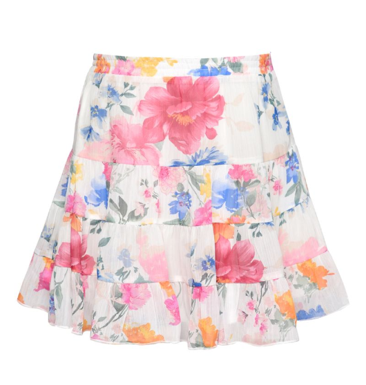 Flower Print Tiered Skirt