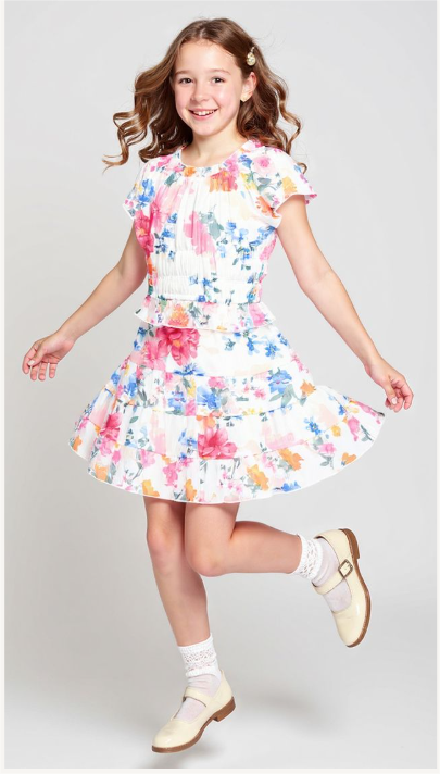 Flower Print Tiered Skirt
