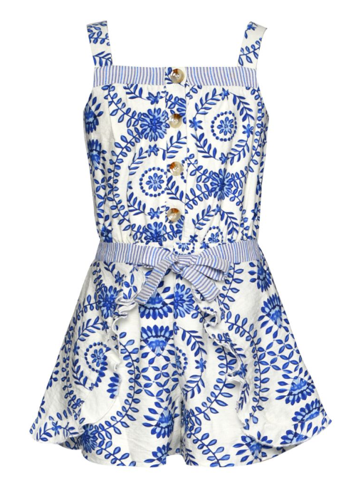 Blue Mosaic Print Romper
