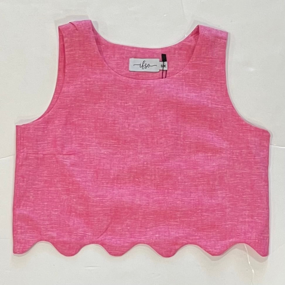 Pink Scallop Crossed Back Top