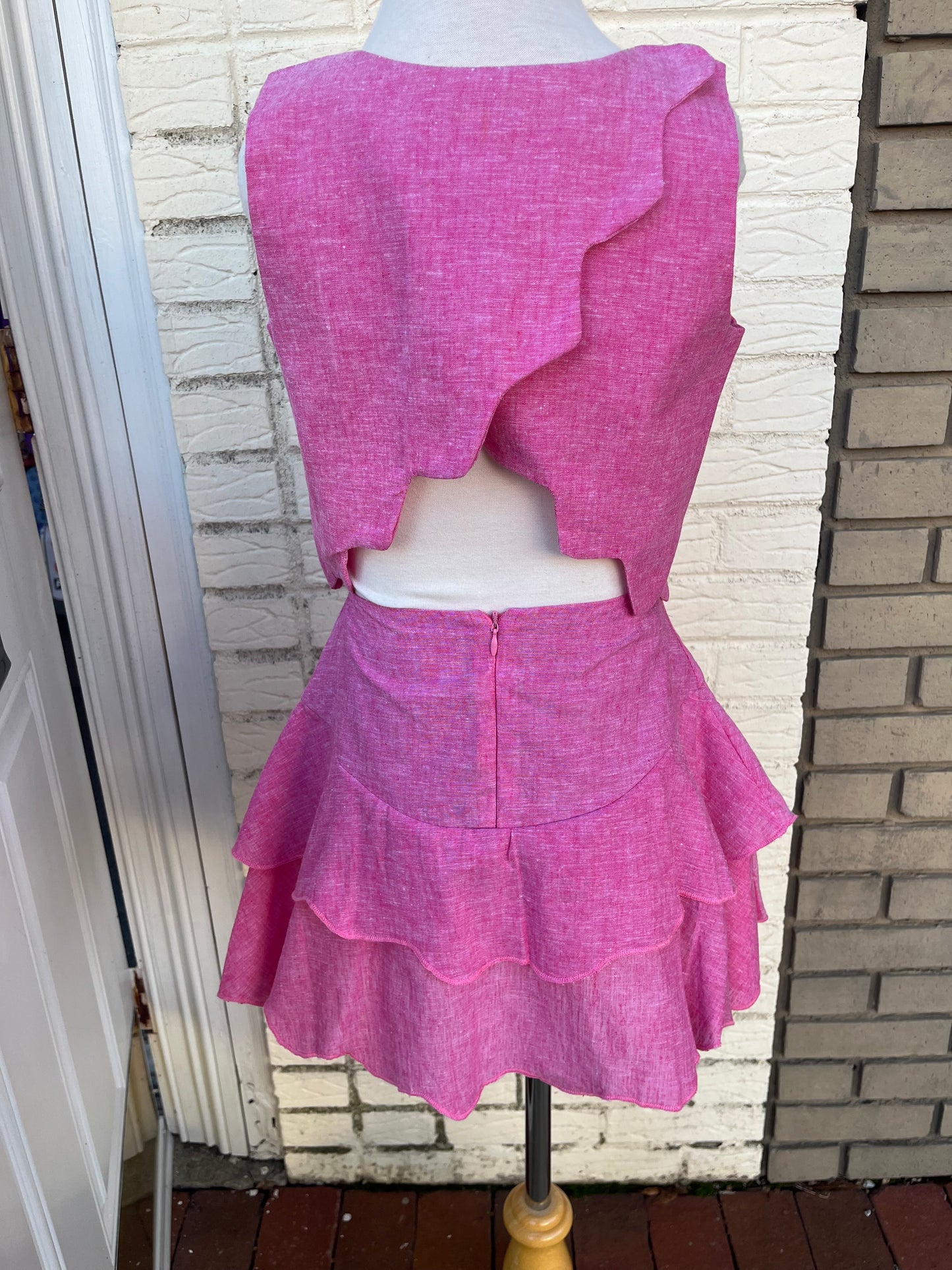 Pink Scallop Crossed Back Top