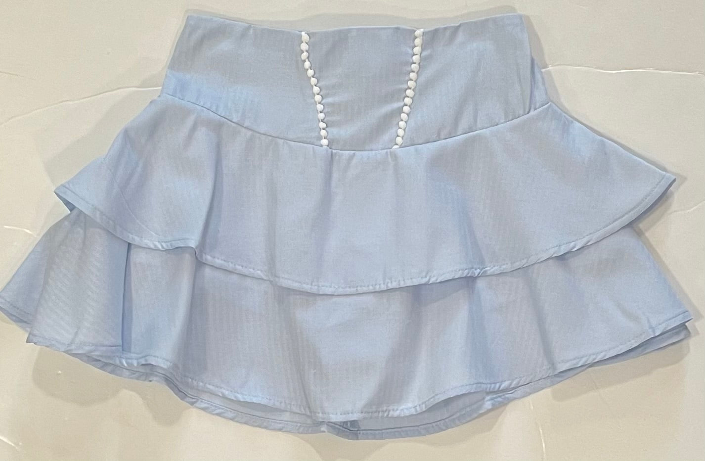 Blue Pom Pom Trim Skort
