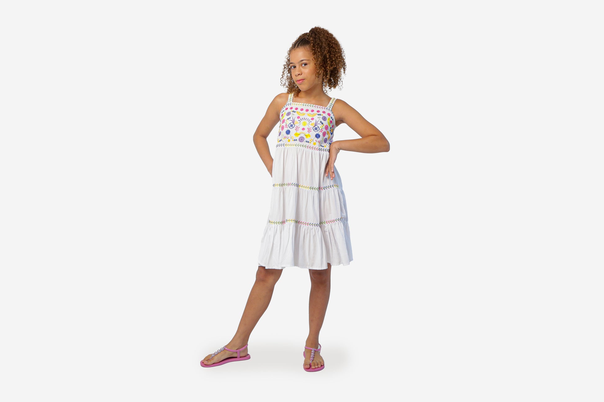 White Embroidery Tired Dress