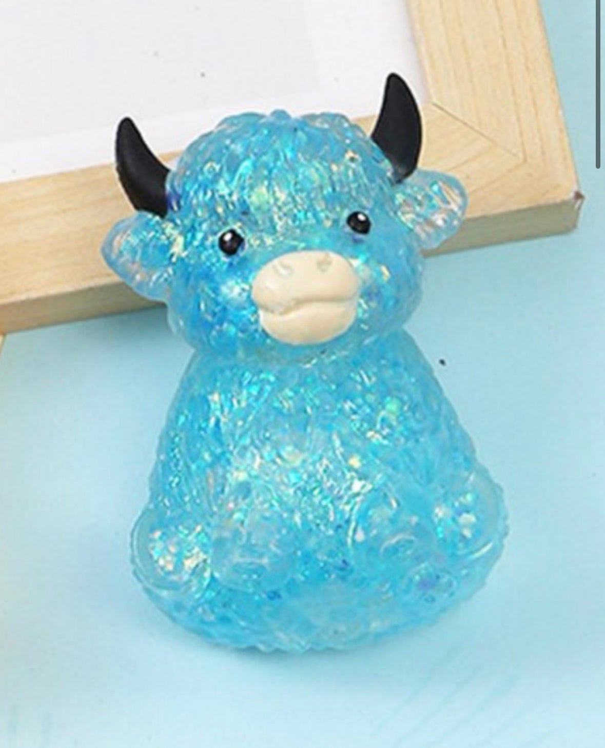 Blue Glitter Cow Squishy