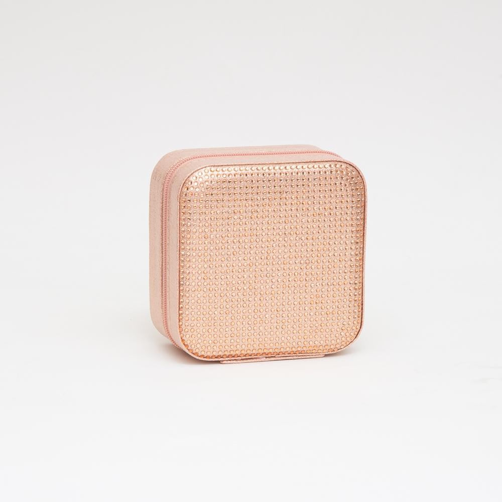 Rose Gold Rhinestone Studded Jewelry Box
