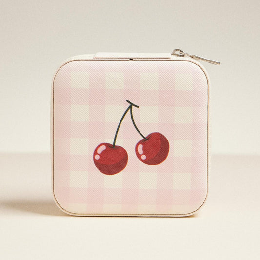 Plaid Cherries Travel Jewelry Box