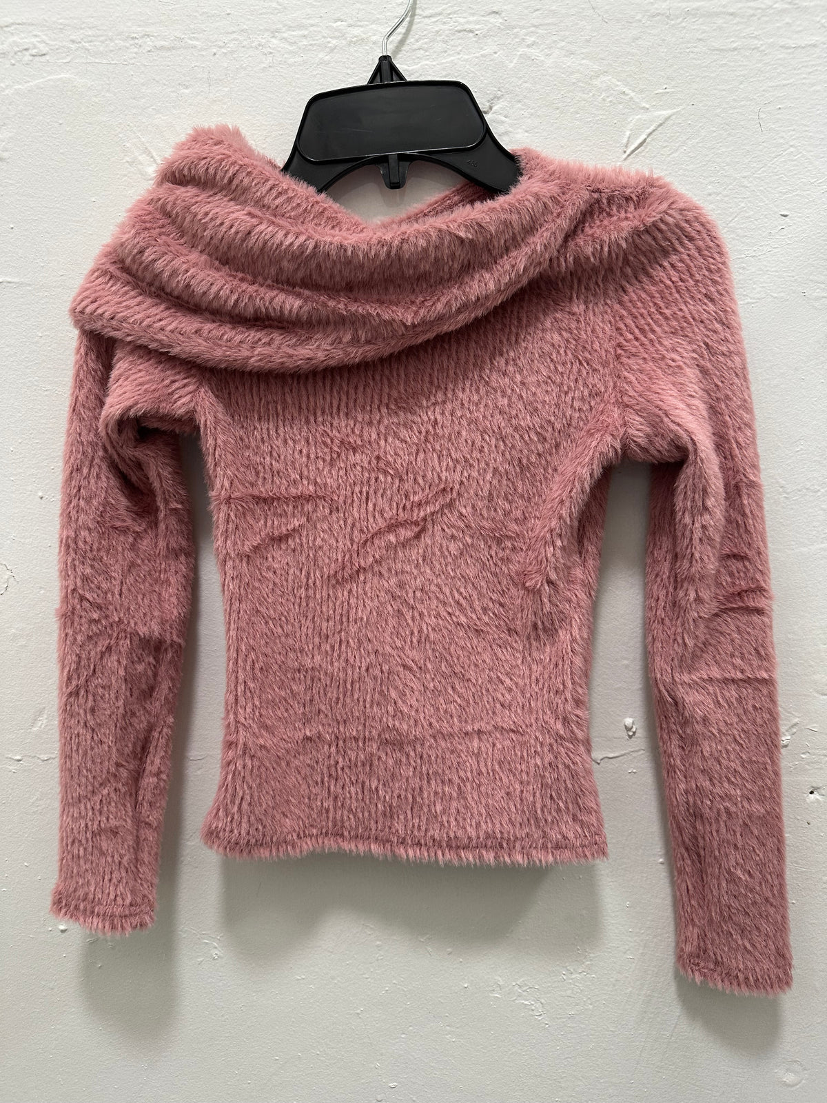 Dusty Pink fuzzy Shoulder Wrap Top