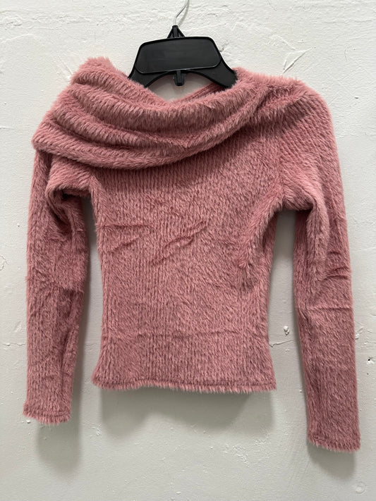 Dusty Pink fuzzy Shoulder Wrap Top
