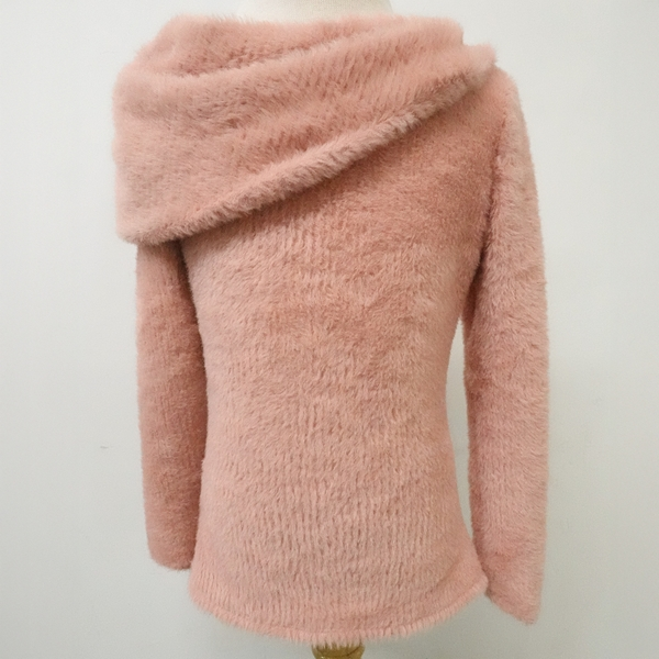 Dusty Pink fuzzy Shoulder Wrap Top