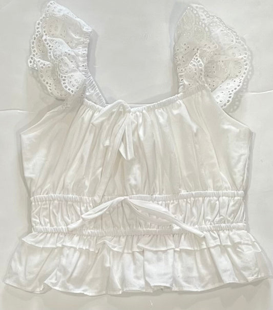 White Rouched Crop Top