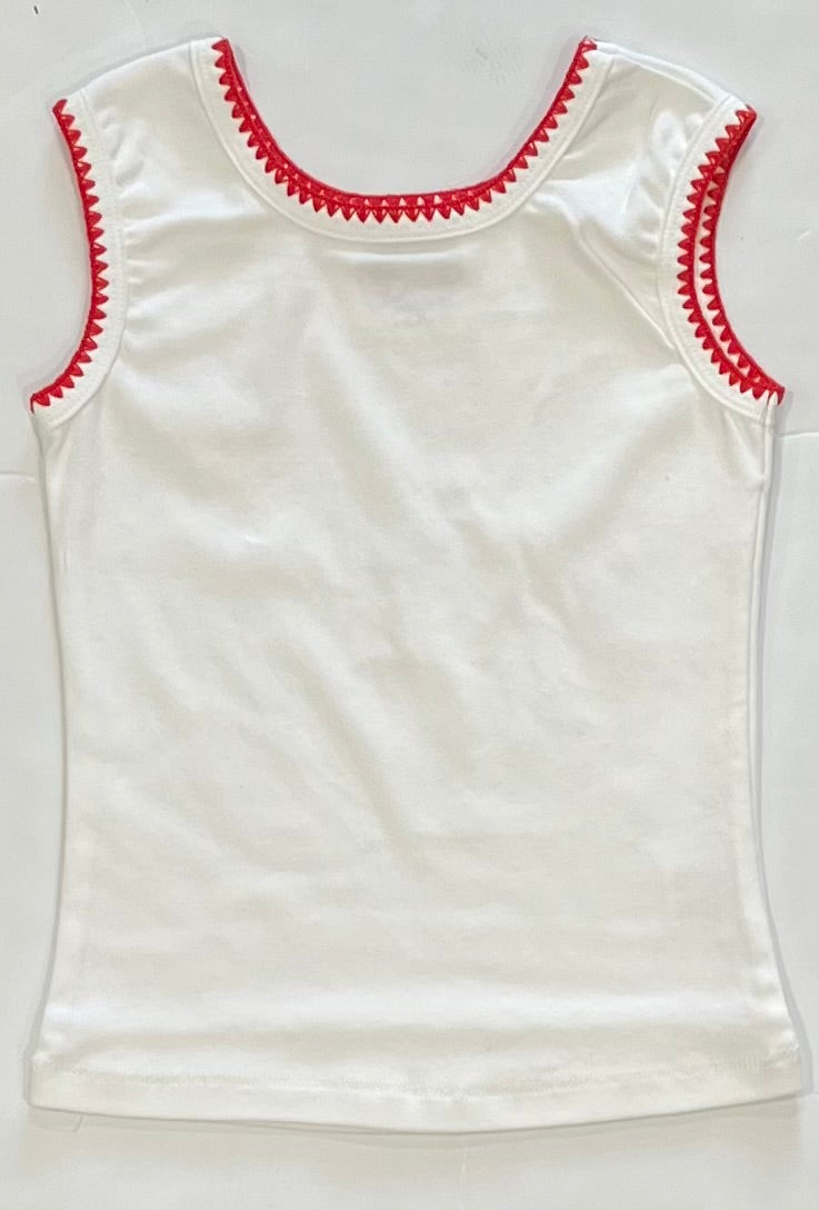 White Red Stitch Trim Tank