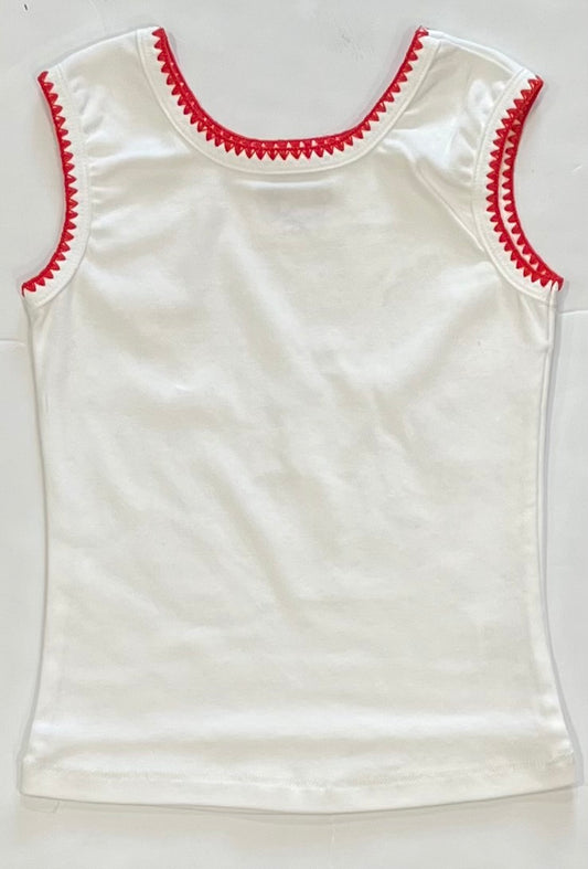 White Red Stitch Trim Tank