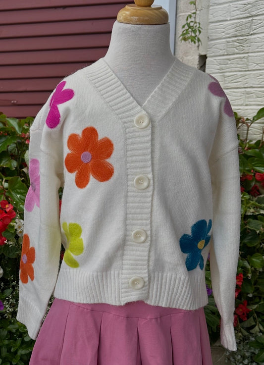 Ivory/Multi Floral Cardigan