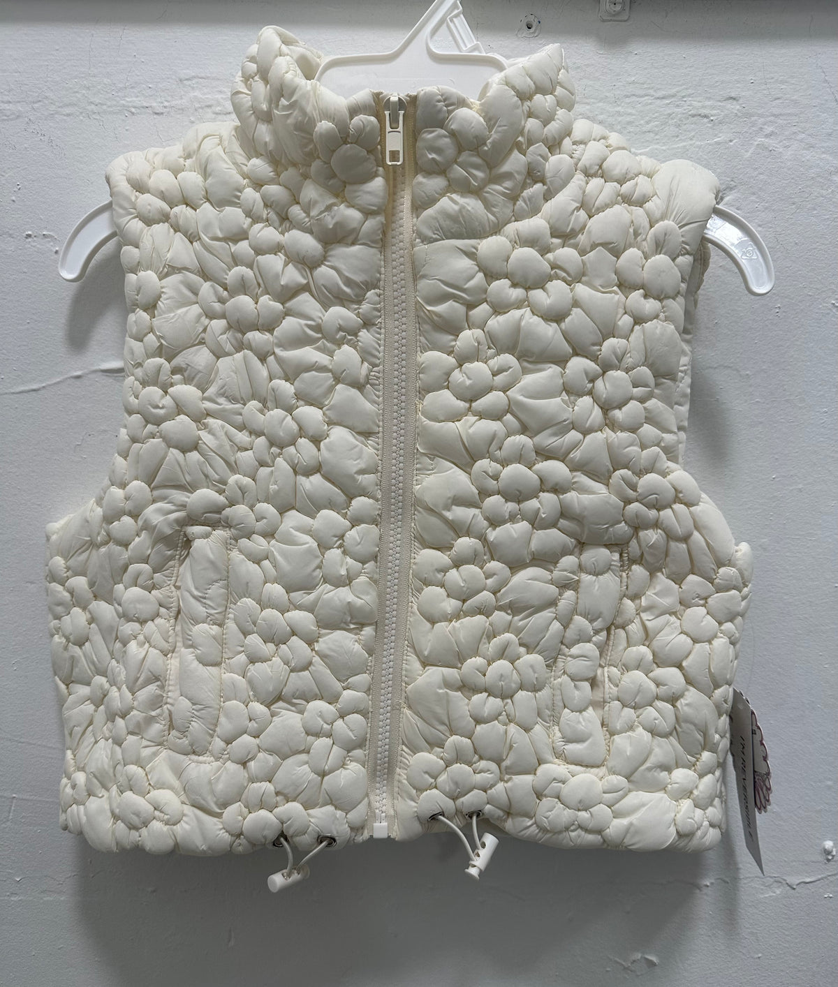 Cream Flower Embo Puffer Vest