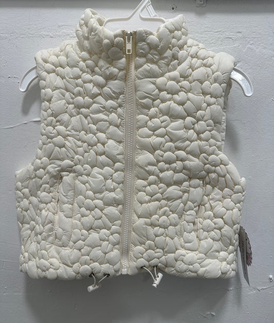 Cream Flower Embo Puffer Vest