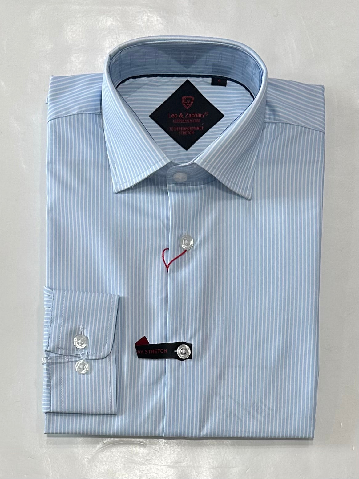 Pale Blue Striped Performance Shirt