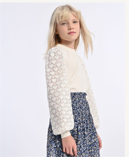 Off White Knit Sweater /Heart Sleeves