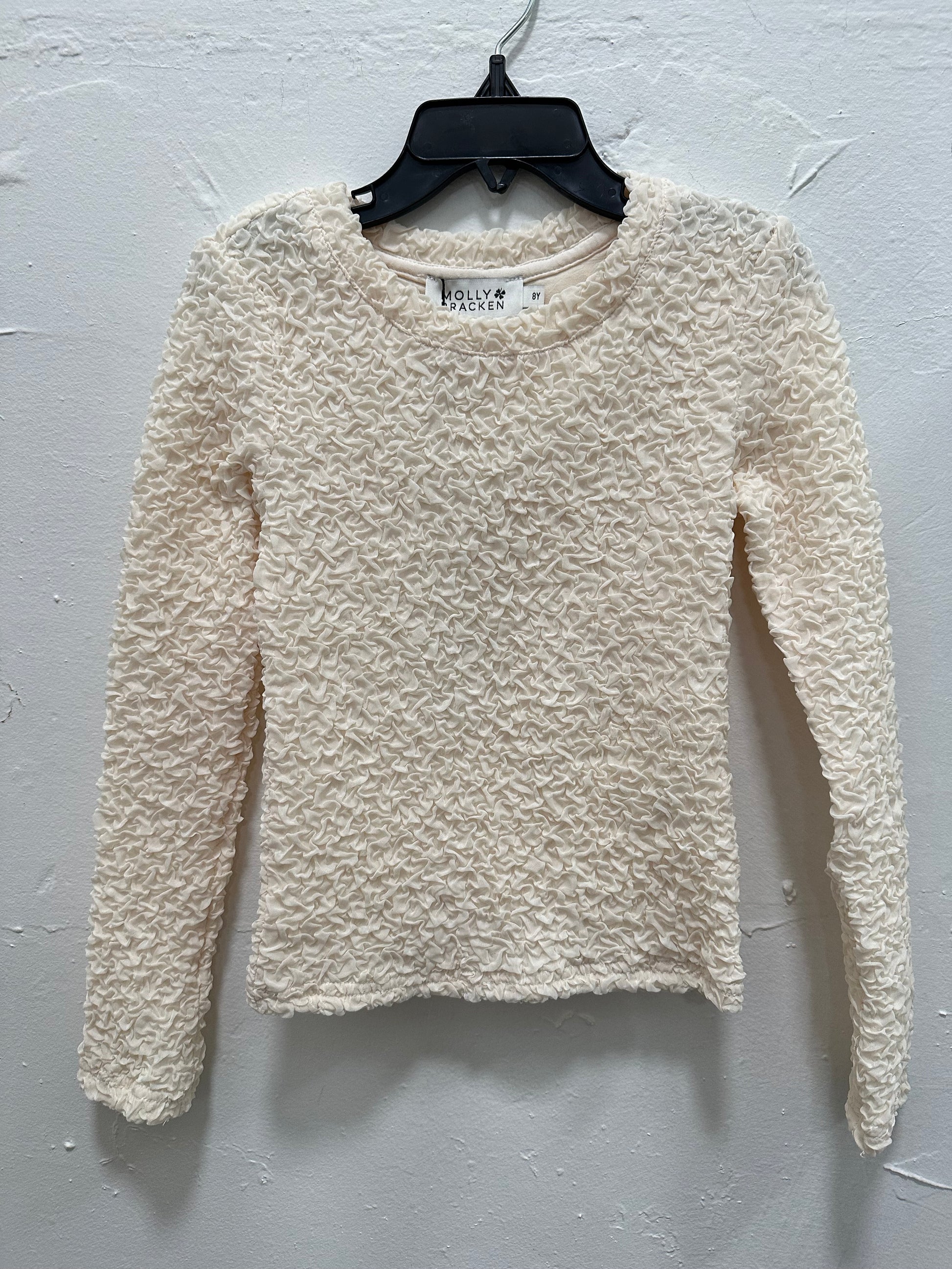 Cream Crinkle L/S Top