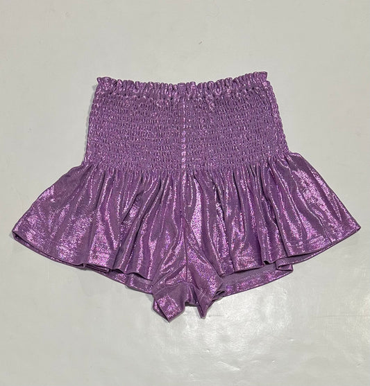 Lilac Shimmer Smocked Shorts