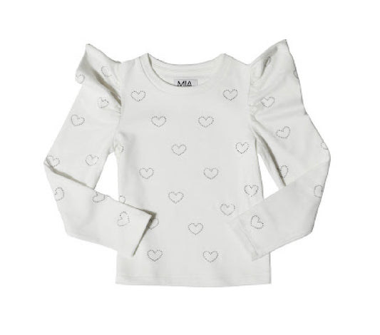 White Puff Sleeve Heart Top