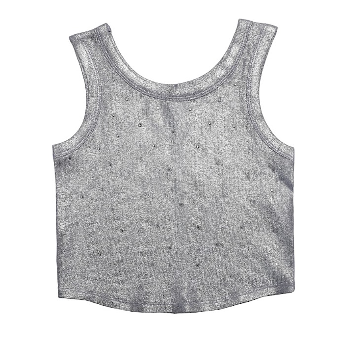 Sliver Metallic Tank w/Studs