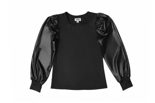 Black Metallic L/S Top
