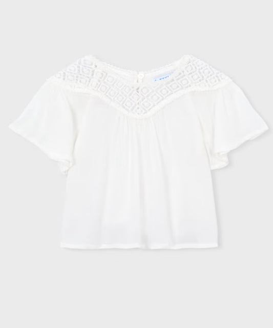 Guipure Lace Mixed Blouse