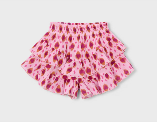 Candy Pink Ruffled Printed Skort