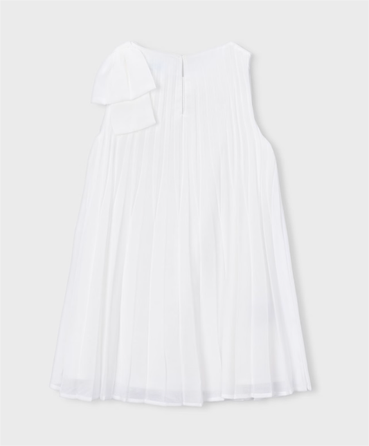 White Natural Pleated Dress