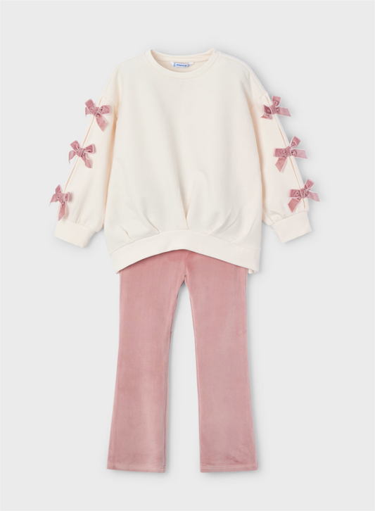 Girl Bow Sweatshirt & Leggings Set
