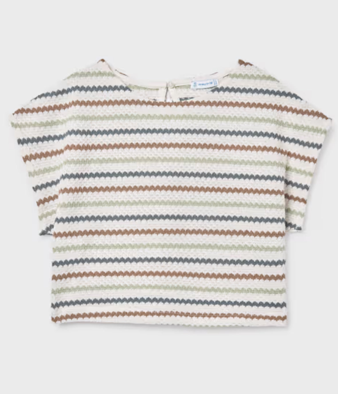 Bone Clay Stripe Crochet Top