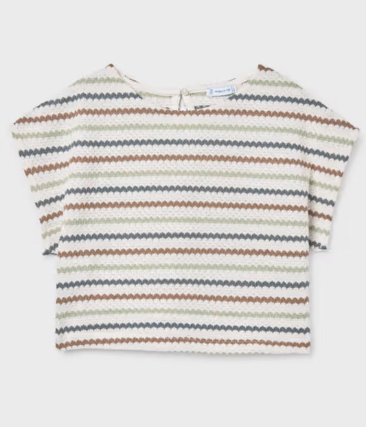 Bone Clay Stripe Crochet Top