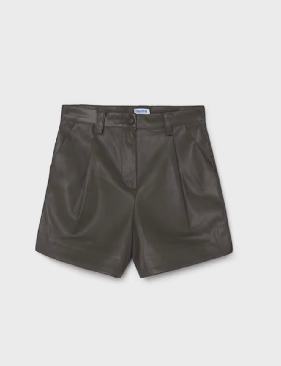 Chocolate Faux Leather Shorts
