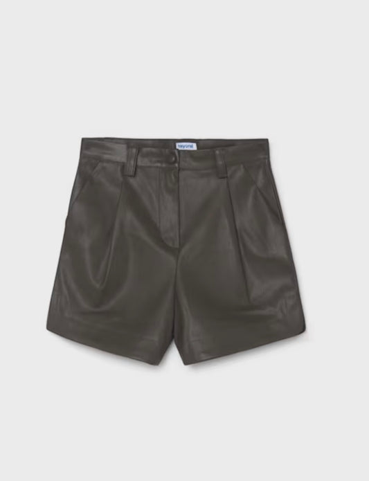Chocolate Faux Leather Shorts