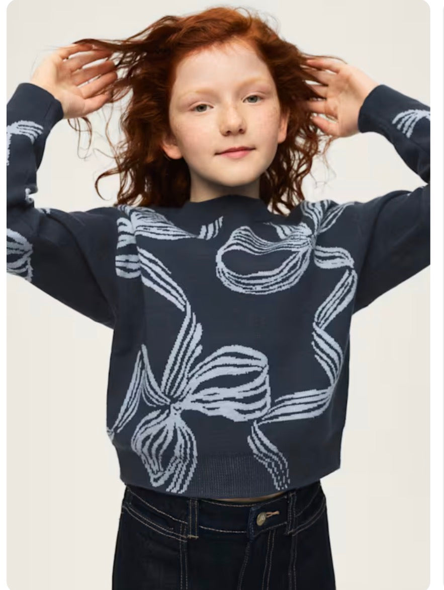 Navy Bow Sweater