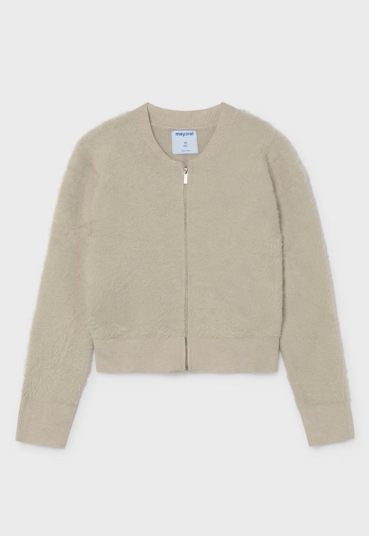 Stone Faux Fur Zip-Up Sweatshirt