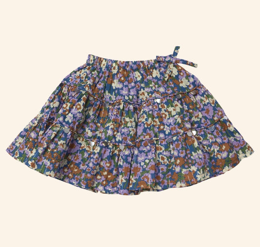 Girls Allie Skirt - True Blue Sketched Floral
