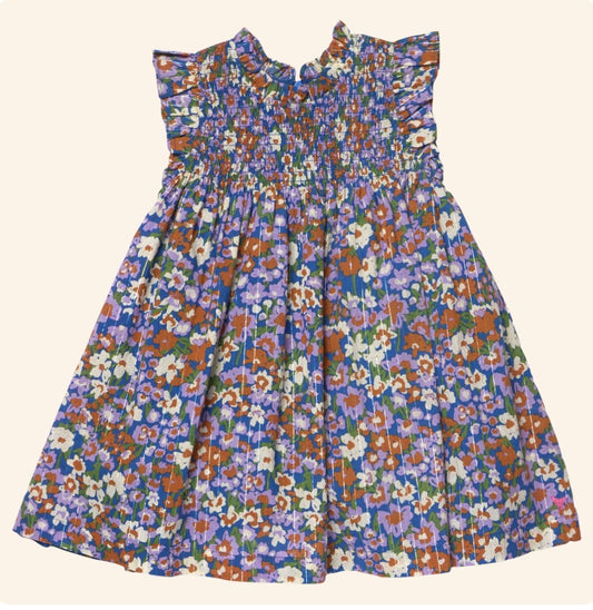 Girls Stevie Dress - True Blue Sketched Floral