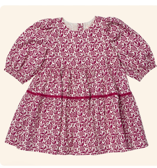 Girls Maribelle Dress - Burgundy Climbing Floral