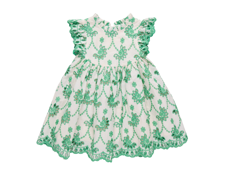Cynthia Dress - Kelly Green Eyelet