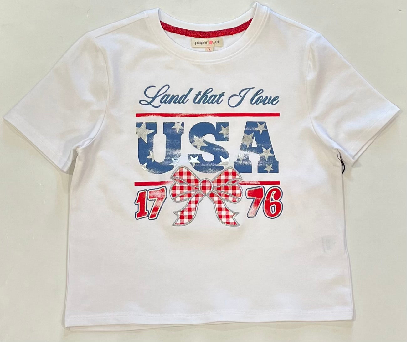 USA Gingham Bow Patch tee