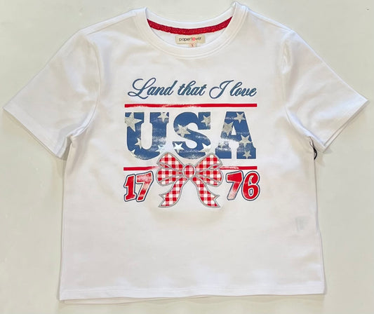 USA Gingham Bow Patch tee