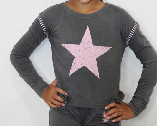 Star Washed w/Emb Stitch Tee